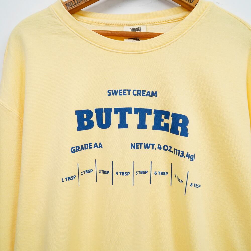Comfort Colors Sweet Cream Butter Graphic Crewneck Sweatshirt Yellow Size L - Picture 3 of 8